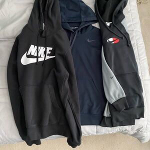 Nike Dark Blue Pullover Hoodie, Nike Black Pullover Hoodie,Nike Blue/Gray Hoodie